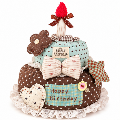 Brewvani® Fabric Birthday Cake Decor – Handmade-Style Soft Cake Ornament