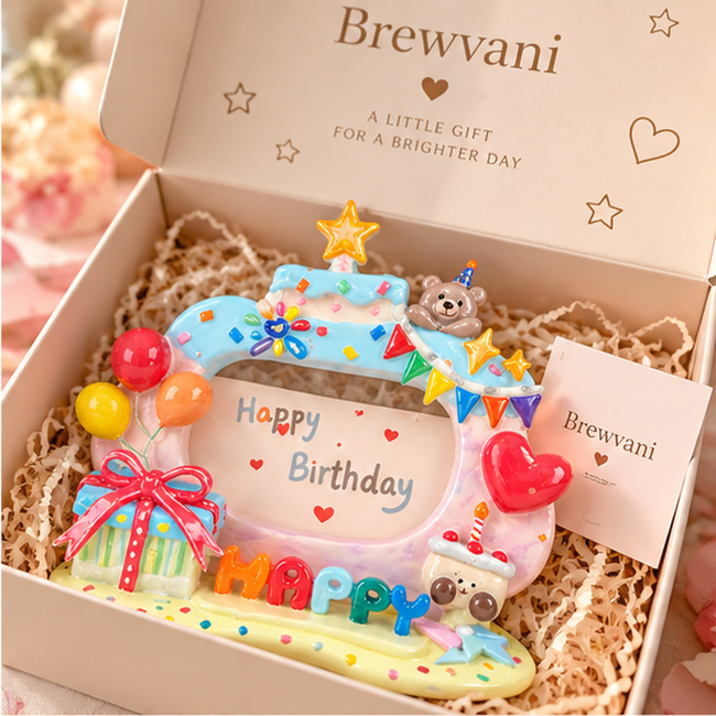 Brewvani® Happy Birthday Photo Frame – Colorful Celebration Picture Frame