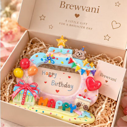 Brewvani® Happy Birthday Photo Frame – Colorful Celebration Picture Frame