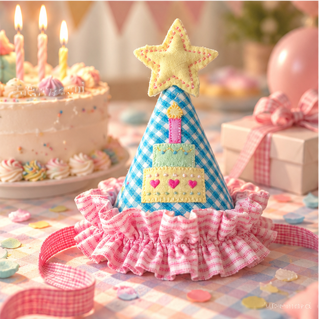 Brewvani® Fabric Birthday Party Hat – Cute Star Cone Celebration Hat