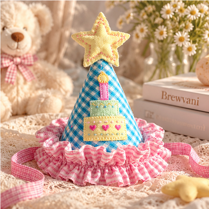 Brewvani® Fabric Birthday Party Hat – Cute Star Cone Celebration Hat