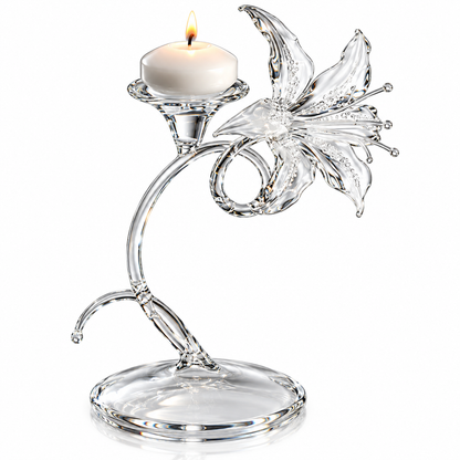 Brewvani® Lily Flower Candle Holder – Elegant Clear Floral Tealight Stand
