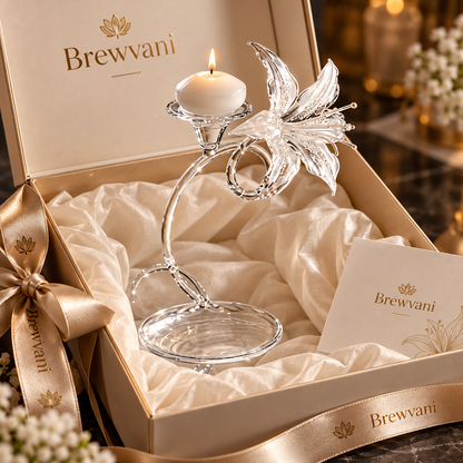 Brewvani® Lily Flower Candle Holder – Elegant Clear Floral Tealight Stand