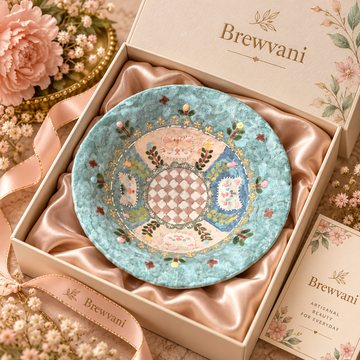 Brewvani® Decorative Yogurt Bowl – Floral Ceramic Breakfast Bowl