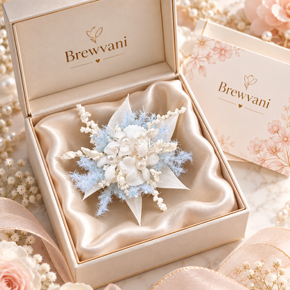 Brewvani® Floral Statement Ring – Blue & White Flower Cocktail Ring